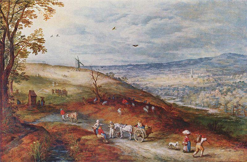 Jan Brueghel The Elder Landschaft mit Windmehle France oil painting art